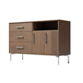 **Meuble TV en bois avec tiroirs et portes, design moderne**