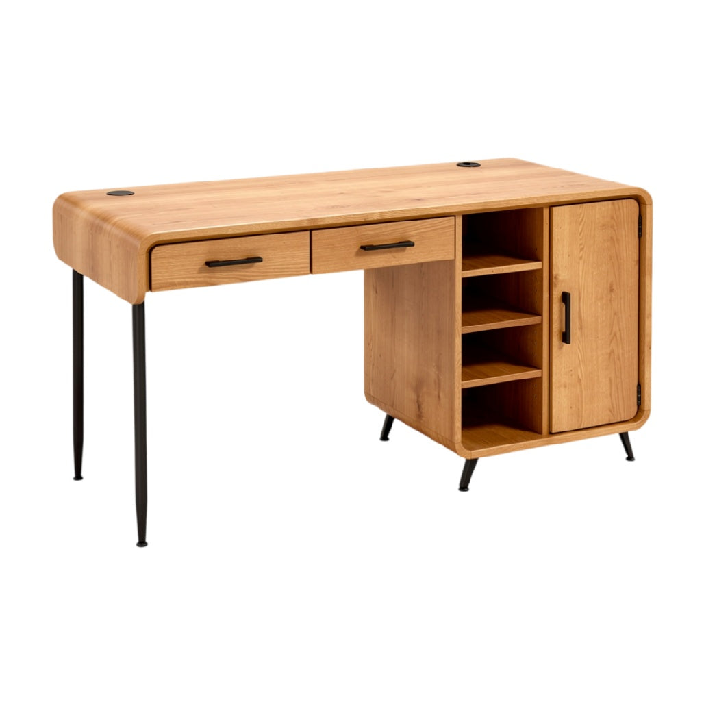 **Bureau en bois avec rangement intégré et design minimaliste**